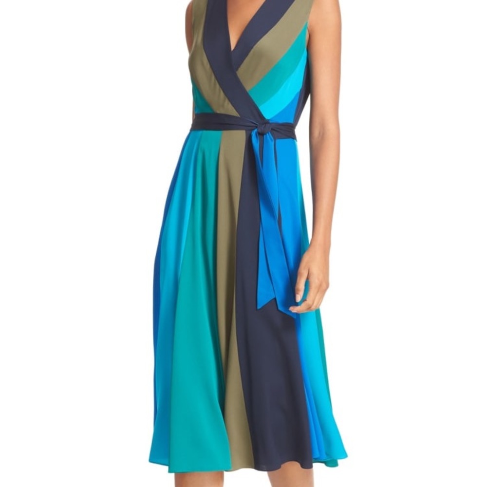 DVF Penelope Colorblock Wrap Dress, sz 8
